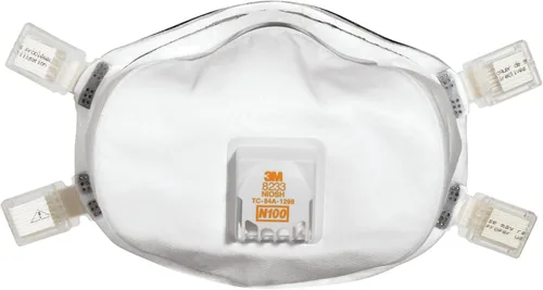 Miniatura 2 de 3M Respirador con válvula N100 para eliminación de pintura con plomo 8233, 1 paquete, válvula de exhalación COOL FLOW, aprobado por NIOSH, medios