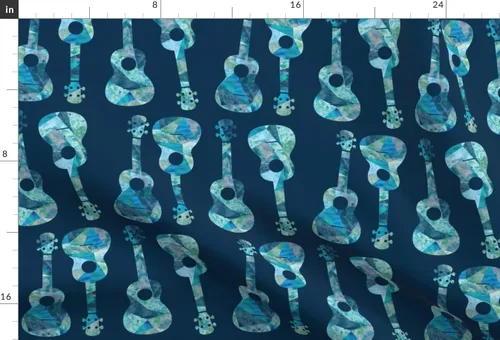Miniatura 3 de Spoonflower Tela - Ukelele, hawaiano, acuarela, azul, música, isla, océano, Hawaii, impreso en tela de gasa Fat Quarter - Costura de ropa de moda