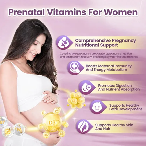 Miniatura 2 de VivoNu Multivitamínico prenatal, vitaminas prenatales con ácido fólico, probiótico, biotina, zinc, vitamina D3, K2, B6, B12, C y más, 300 cápsulas