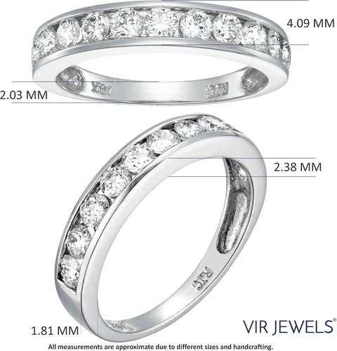 Miniatura 12 de VIR JEWELS Anillo de boda de diamante blanco de 1 cttw a 2 quilates para mujer, juego de canales de oro de 14 quilates, tamaño 4.5-10