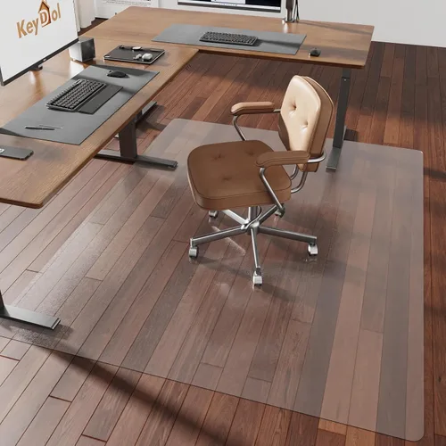 Miniatura 21 de Tapete de oficina de 30 x 48 pulgadas para suelo de madera dura con diseño de plumas 3D, impermeable y antideslizante, tapetes de oficina para Negro