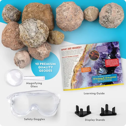 Miniatura 6 de National Geographic Break Open 10 geodas de primera calidad, incluye gafas y 2 soportes de exhibición, gran kit de ciencia STEM, regalo de geología