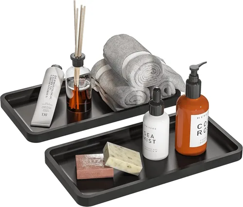 Miniatura 10 de Weenson Bandeja de tocador de baño para encimera, artículos de tocador, decoración de maquillaje, velas de perfume, bandeja de cocina para Blanco