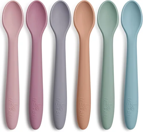 Miniatura 8 de ME.FAN Cucharas de silicona para bebé, paquete de 6 cucharas de alimentación para bebés y bebés, niños pequeños, color brillante