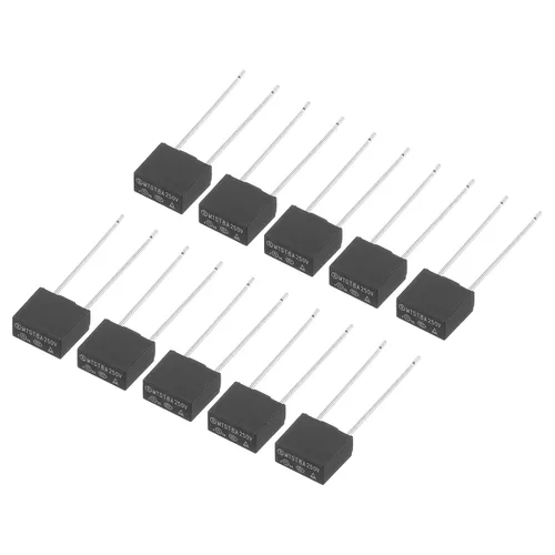 Miniatura 8 de uxcell 20pcs DIP Montado Miniatura Square Slow Blow Micro Fusible para piezas electrónicas PCB LCD Reparación, T1A 1A 250V, Negro