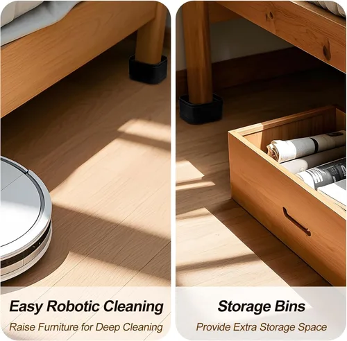 Miniatura 4 de 12 paquetes de elevadores de muebles, elevadores de cama ajustables, elevadores de cama de alta resistencia apilables para patas de mesa
