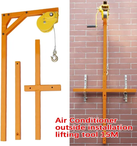 Miniatura 4 de DNYSYSJ Herramienta de elevación exterior de la instalación del aire acondicionado, grúa de elevación del soporte con la cuerda (32.8 ft)