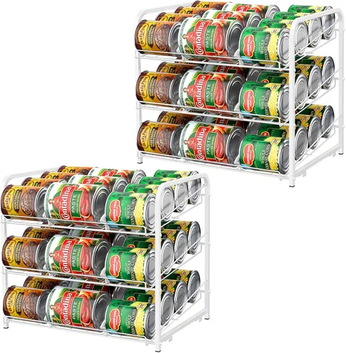 Miniatura 9 de BTY Organizador de latas para despensa apilable, paquete de 2, organizador de almacenamiento de latas, dispensadores de latas, espacio pequeño