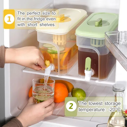 Miniatura 4 de Dispensador de bebidas de 1 galón para refrigerador, recipiente de agua con grifo, dispensador de agua de galón mejorado, jarra de té helado
