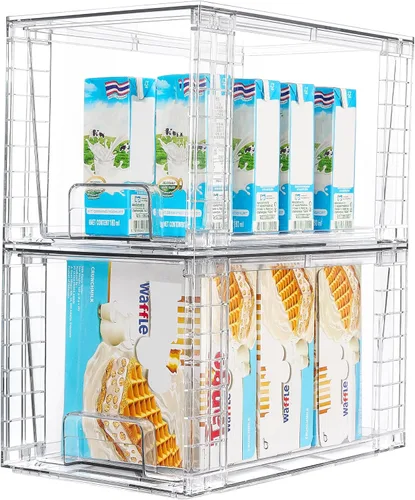 Miniatura 11 de Vtopmart - Paquete de 4 cajones de almacenamiento apilables, organizadores de cajones acrílicos transparentes con asas, fácil montaje