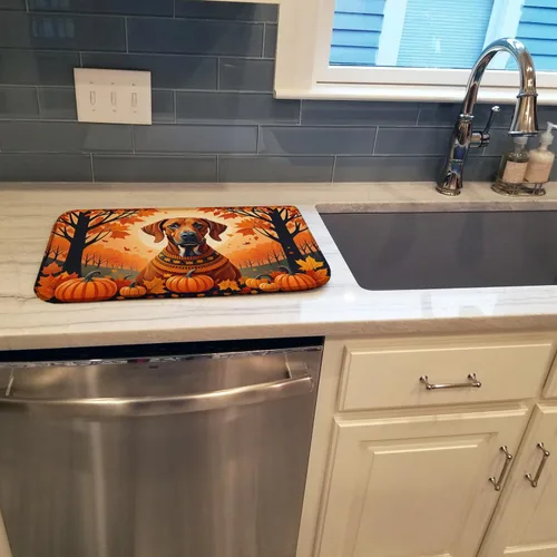 Miniatura 2 de Caroline's Treasures DAC1066DDM Rhodesian Ridgeback - Tapete de secado de platos absorbente para encimera de cocina, tapete escurridor de platos