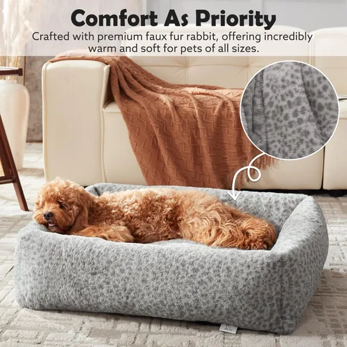 Miniatura 6 de JOEJOY Cama para perro de tamaño mediano, lavable ortopédica de forro polar de pana suave de alta calidad con funda extraíble de cremallera, bonita
