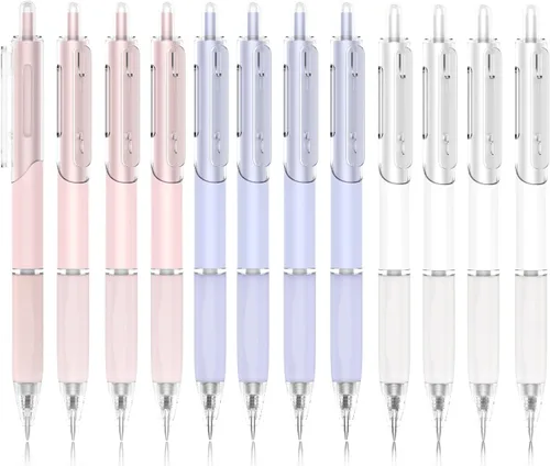 Bolígrafos de gel, 12 piezas Bolígrafos de tinta negra de secado rápido, bonitos bolígrafos ergonómicos de punta fina de escritura suave,