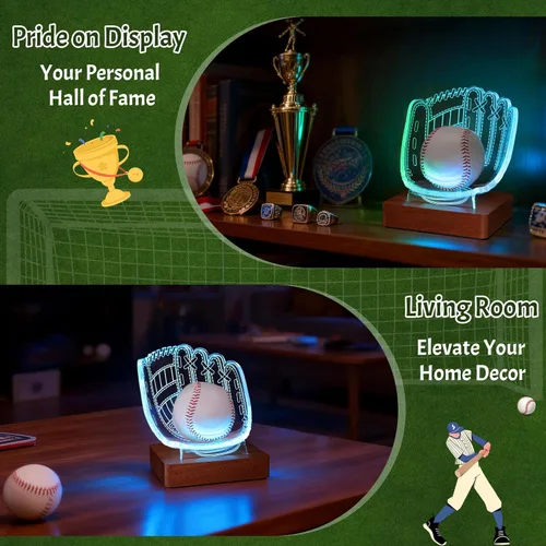 Miniatura 5 de CoolGift Mart Soporte de exhibición de guantes de béisbol con luz