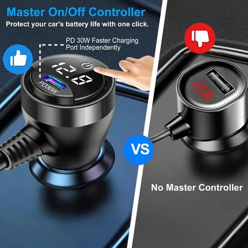 Miniatura 4 de Divisor de Encendedor de Cigarrillos, Adaptador de Encendedor de Cigarrillos para Autos de 3 Enchufes, Cargador USB Multipuerto de Servicio Pesado