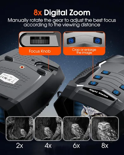 Miniatura 3 de Gafas de visión nocturna, prismáticos de visión nocturna 4K para adultos, prismáticos infrarrojos recargables de 5000 mAh con pantalla grande de 3