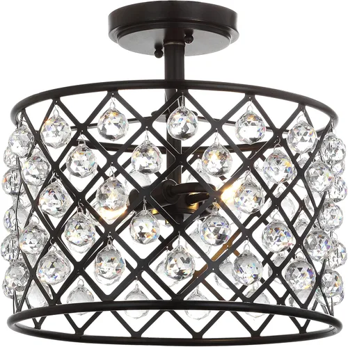 JONATHAN Y JYL9023A Gabrielle 14.5" cristal / metal LED montaje semiempotrado, contemporáneo, transicional, glamour para cocina, sala de estar,