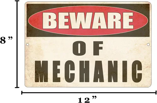 Miniatura 3 de Divertido mecánico metal estaño signo decoración de pared hombre cueva bar tienda advertencia cuidado de mecánico