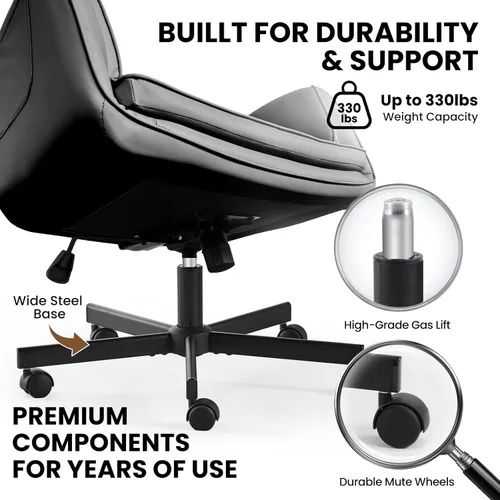 Miniatura 4 de Sepnine Silla giratoria con cruz cruzada, silla de escritorio con patas cruzadas para oficina en casa, cómoda silla a prueba de suciedad (negro)