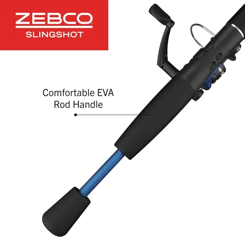 Miniatura 5 de Zebco - Combo de carrete giratorio y caña de pescar, 2 piezas de caña de fibra de vidrio duradera de luz media, mango cómodo de EVA, preenrollado