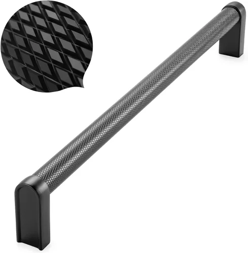 Miniatura 35 de Koofizo - Paquete de 10 tiradores de gabinete estriados para armario, manija negra para muebles (1.1 pulgadas/28 mm), herrajes sólidos K22
