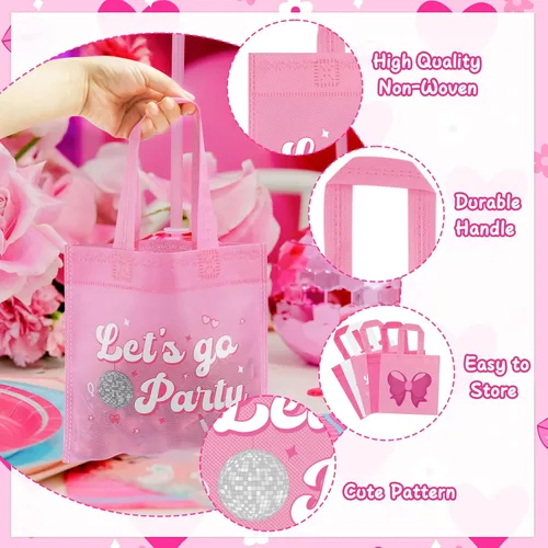 Miniatura 4 de FHzytg 20 bolsas de regalo de fiesta rosa para niñas, bolsas de dulces de princesa rosa intenso, bolsas de regalo, bolsas de regalo para fiestas