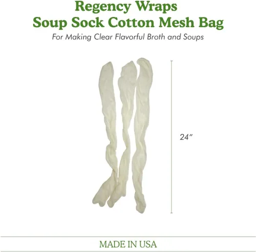 Miniatura 2 de Regency Wraps Calcetines de sopa, paquete de 3 unidades de 24 pulgadas, bolsas de malla 100% algodón; para caldos transparentes, deliciosas sopas