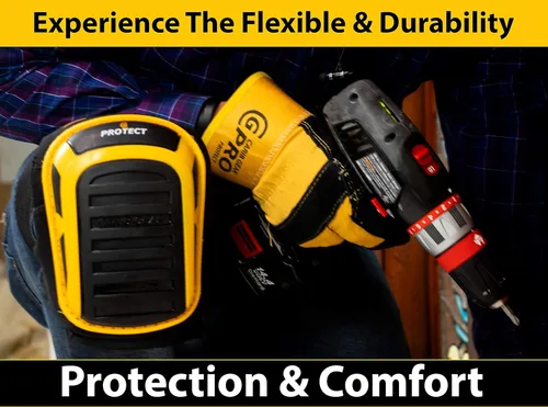 Miniatura 4 de CARIB GEAR PRO USA Rodilleras de Trabajo para Hombres y Mujeres de Construcción de Doble Gel Resistente con Correas Antideslizantes para Pisos