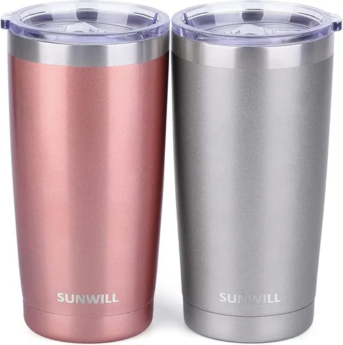 Miniatura 10 de SUNWILL Vaso de café de viaje de 20 onzas, taza aislada con tapa, taza de acero inoxidable para bebidas calientes y frías, con recubrimiento