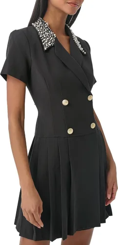 Miniatura 3 de Karl Lagerfeld Paris Vestido de perlas plisadas con botones para mujer