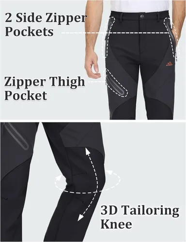 Miniatura 3 de TACVASEN Pantalones de esquí para hombre, con forro polar, impermeables, con aislamiento de invierno, para senderismo, trabajo al aire libre, caza