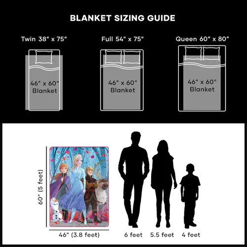 Miniatura 7 de The Northwest Company Disney Frozen 2 - Manta de seda con diseño de hojas que caen, 46 x 60 pulgadas, multicolor, 1 unidad