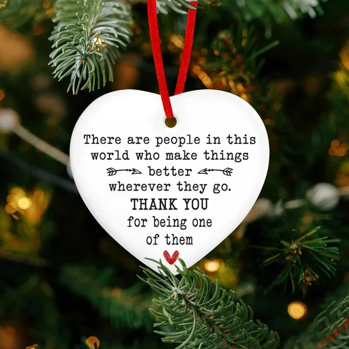 Miniatura 6 de TEEZWONDER Regalos de Navidad de Agradecimiento para Mujeres - Adornos Navideños de Cerámica 2025 con Tarjeta para Decoraciones del Árbol - Regalos