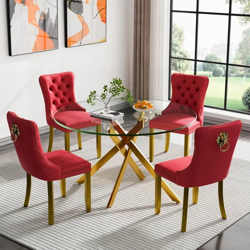 Miniatura 61 de HomVent Juego de mesa de comedor redonda de vidrio de 3 piezas, juego de mesa de comedor de vidrio templado para 2 mesas de cocina con 2 sillas