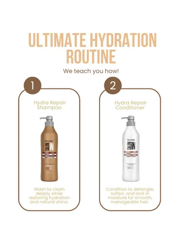 Miniatura 6 de Salon In by Recamier Hydra Repair Hair Shampoo & Conditioner Set (33.8 fl oz / 33.8 fl oz) Cabello seco y dañado