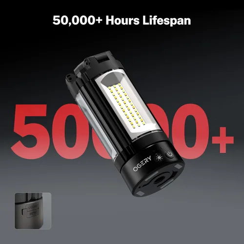 Miniatura 2 de OGERY Luz de camping recargable de 10000mAh con soporte 2 m de altura máxima, luz de trabajo inalámbrica con 3 cabezales de lámpara LED, 2200