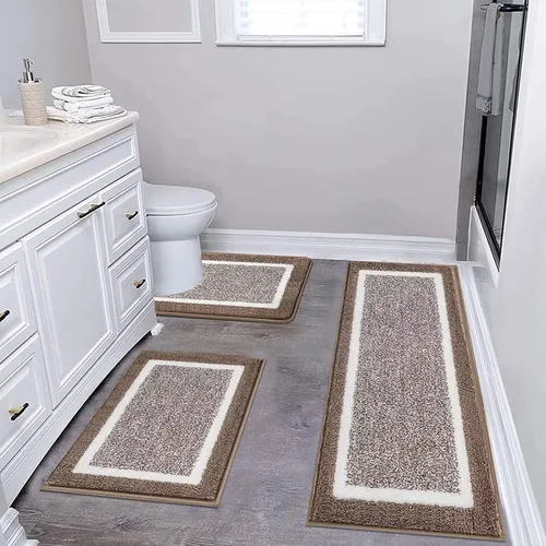 Miniatura 20 de Pauwer Juego de baño, alfombras de baño antideslizantes, alfombras de ducha absorbentes para suelo de baño, bañera y ducha, color azul aguamarina