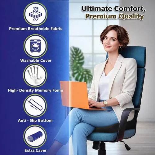 Miniatura 6 de Cojín de asiento de espuma viscoelástica, cojín ergonómico para silla de oficina para espalda, coxis, ciática y alivio del dolor de coxis y alivio
