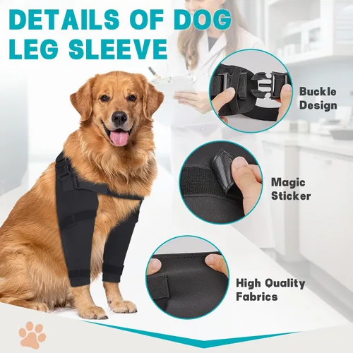 Miniatura 7 de Funda protectora de codo para perro para artritis, higroma, úlceras por presión y callosidades, manga ajustable para patas delanteras de perro