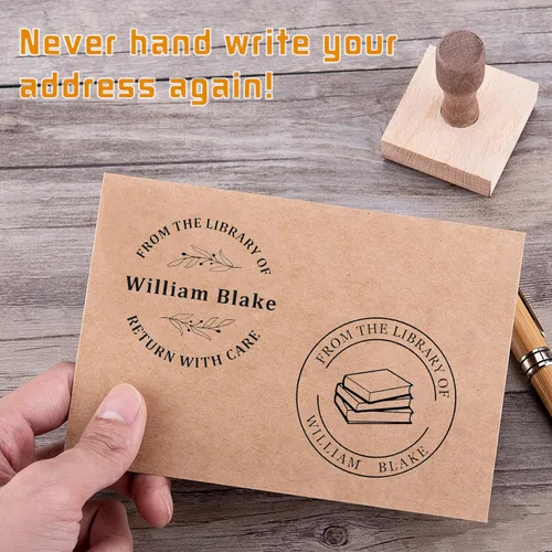 Miniatura 3 de de The Library of Stamp - Sello personalizado para libros, sello de goma de madera