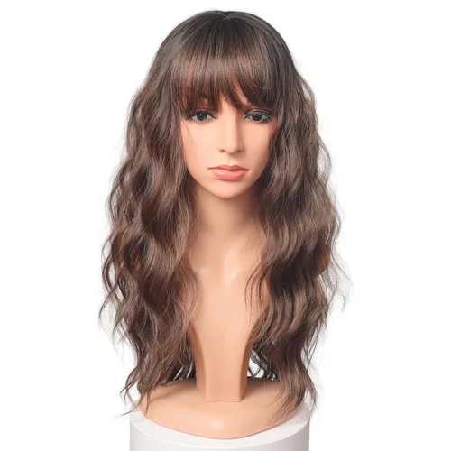 Miniatura 23 de Pelucas Bob Onduladas Negras Naturales a la Altura del Hombro Para Mujeres Pelucas Cortas Onduladas Con Flequillo Pelucas Sintéticas Onduladas