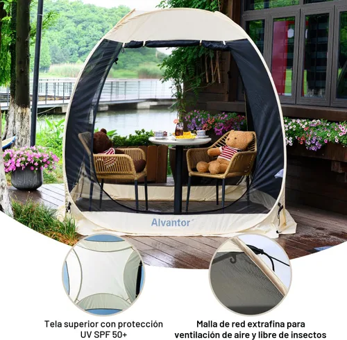 Miniatura 5 de Alvantor Tienda de campaña desplegable para casa, cenador instantáneo al aire libre con mosquitera y protección solar UPF 50+, refugio portátil