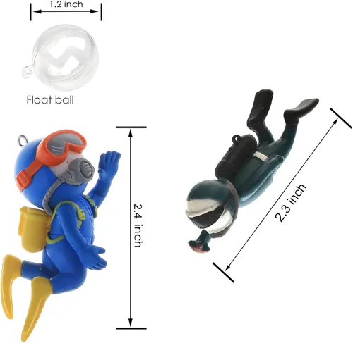 Miniatura 2 de Paquete de 2 Decoraciones Lindas de Buceador Pequeño para Acuario, Decoración de Acuario, Accesorios Flotantes para Acuario, Juguete para Peces