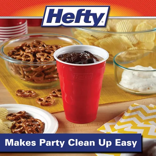 Miniatura 3 de Hefty - Vasos desechables de plástico rojos, 9 onzas, 50 unidades (paquete de 12), 600 en total