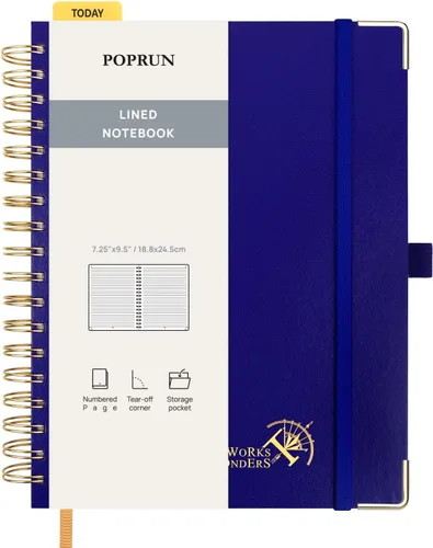Miniatura 17 de POPRUN Lined Spiral Journal Notebook for Women & Men, 7-1/4" x 9-1/2", 220 Numbered Pages, College Ruled Hardcover Notebook for Work, Journals for