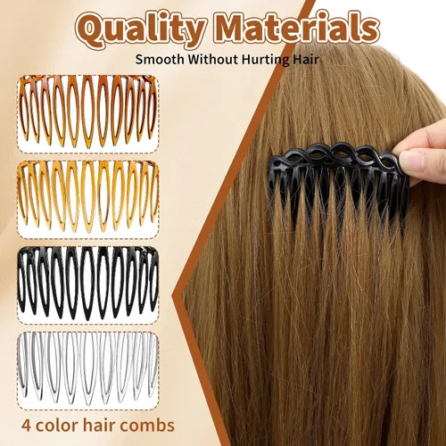Miniatura 3 de Peinetas de pelo francés, 8 piezas, peines laterales para el cabello, peines decorativos para mujeres, juego de accesorios de plástico