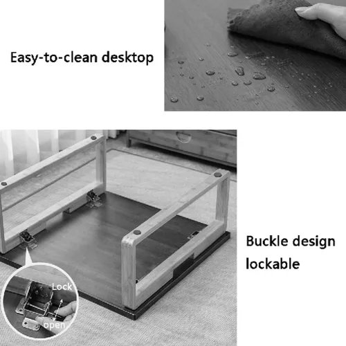Miniatura 7 de Mesa baja plegable multifunción de bambú estilo japonés, mesa de té cuadrada con patas plegables, mesa de comedor pequeña plegable para el hogar