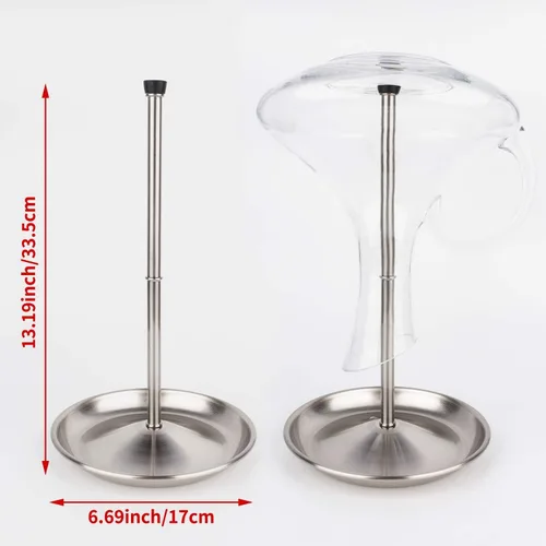 Miniatura 4 de Soporte de secado de decantador de vino con cabeza de silicona para evitar arañazos, estante desmontable con base de captura de goteo con tapón