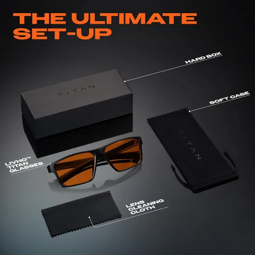 Miniatura 9 de Titan - Lentes de juego anti luz azul para hombre, protección UV400, bloqueo de luz azul para computadora, fatiga ocular Negro
