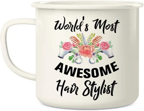 Miniatura 2 de Retreez World's Most Awesome Hairstylist Hairdresser - Taza de café esmaltada de acero inoxidable de 16 onzas, divertido sarcasmo, regalo